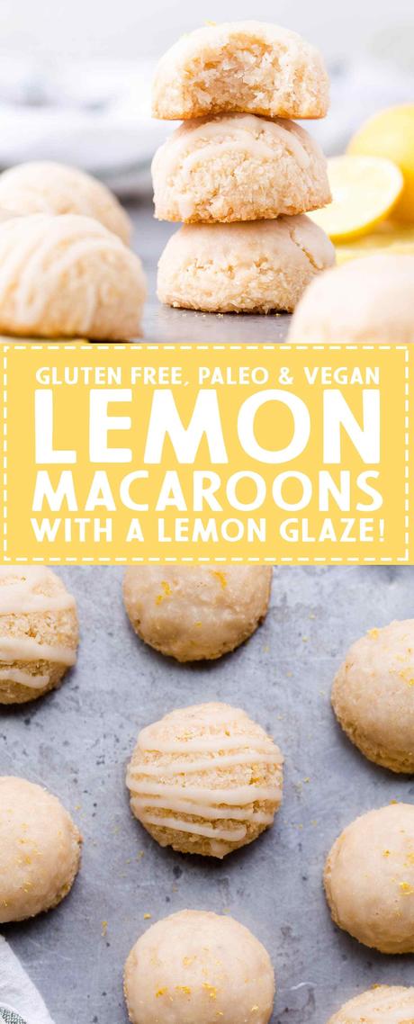 These Lemon Macaroons are bright with lemon flavor, with a touch of maple sweetness and a deliciously chewy texture. The tart lemon glaze is made with coconut butter. You're going to love these irresistibly scrumptious gluten-free, paleo, and vegan macaroons.
