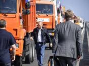 Vladimir Putin Leads Driving Truck Newly Constructed Crimean Bridge Kerch