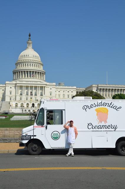 Parody ice cream truck and DCX Team member visit the White House to confront Trump administration