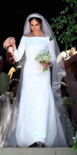 meghan markle wedding dresses a line long sleeve long modern simple minimalism open shoulders clare waight keller