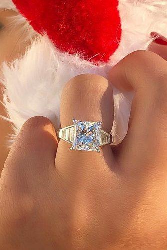 diamond engagement rings princess cut white gold solitaire modern