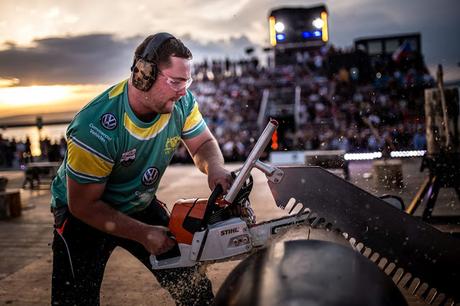 Mitch Argent from Australia, here at the Stock Saw event, came in third.