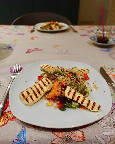 Grilled Haloumi Salad with some crunch!