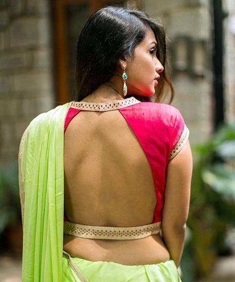 Backless blouse with border