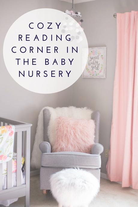 Cozy reading corner in the baby nursery