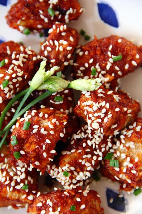 Vegan Korean Fried Tempeh Close-up