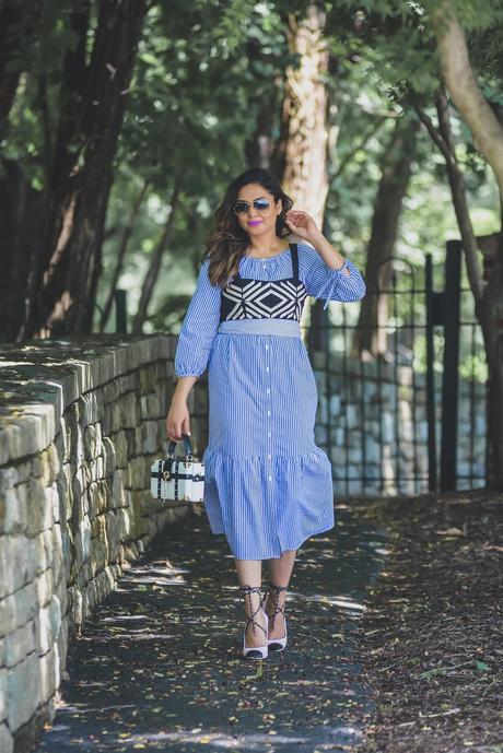 Seersucker dress, fashion blogger, stripes dress, vested, crop top layering outfit. street style, ray ban sunglasses. aldo sporty heels, box clutch bag, myriad musings Seersucker dress, fashion blogger, stripes dress, vested, crop top layering outfit. street style, ray ban sunglasses. aldo sporty heels, box clutch bag, myriad musings