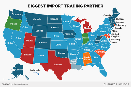 The Biggest Export/Import Trading Partners Of Each State