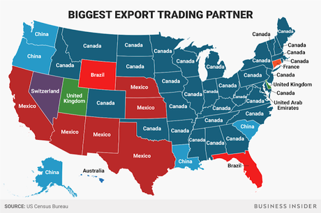 The Biggest Export/Import Trading Partners Of Each State