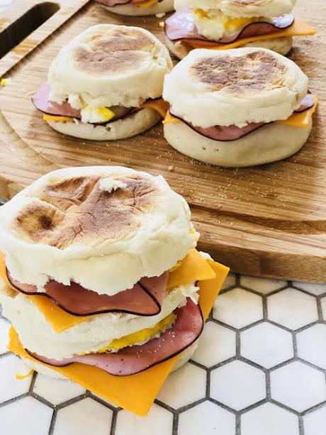 Egg, Ham and Cheese Breakfast Sandwiches