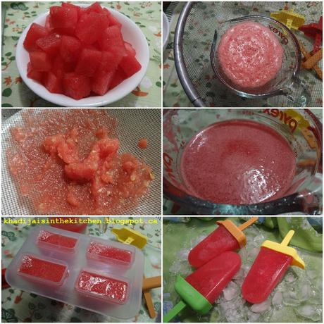 SUCETTES GLACÉES À LA PASTÈQUE / WATERMELON ICE POPS / PALETAS DE SANDÍA / مصاصات البطيخ الاحمر المجمدة