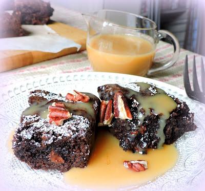 Mochachino Brownies with White Mocha Sauce