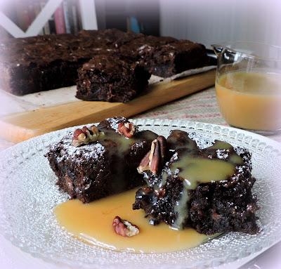 Mochachino Brownies with White Mocha Sauce