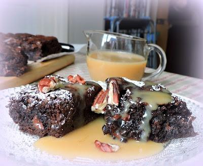 Mochachino Brownies with White Mocha Sauce