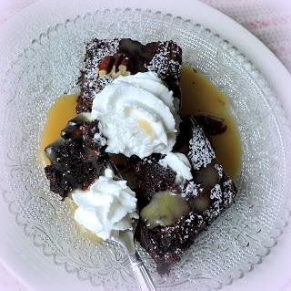 Mochachino Brownies with White Mocha Sauce