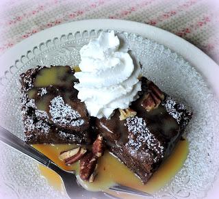 Mochachino Brownies with White Mocha Sauce