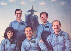 Sally’s first ride, with her STS-7 crewmates. In addition to launching America’s first female astronaut, it was also the first mission with a five-member crew.