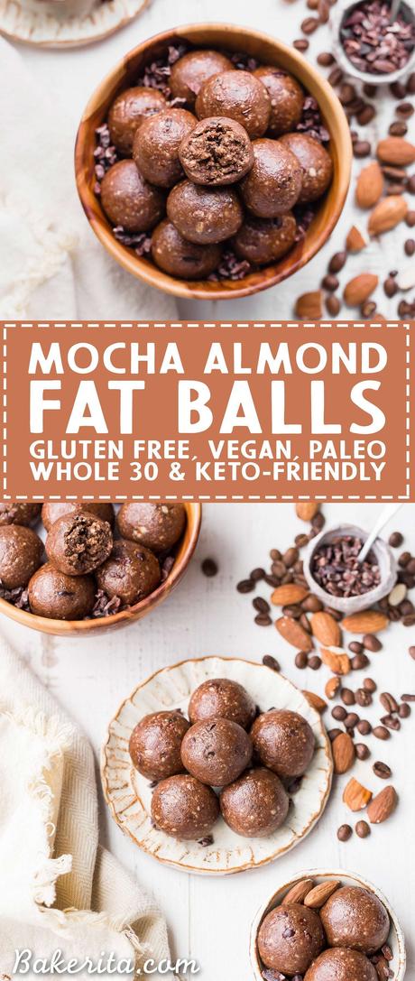 These Mocha Almond Fat Balls are chocolatey, rich, and full of healthy fats to help give you a little energy boost and keep you fueled. They're gluten-free, paleo, vegan, Whole30 and keto-friendly.