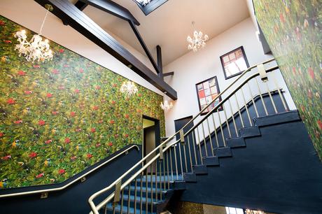 Interior grand staircase at River Mills Ballroom 