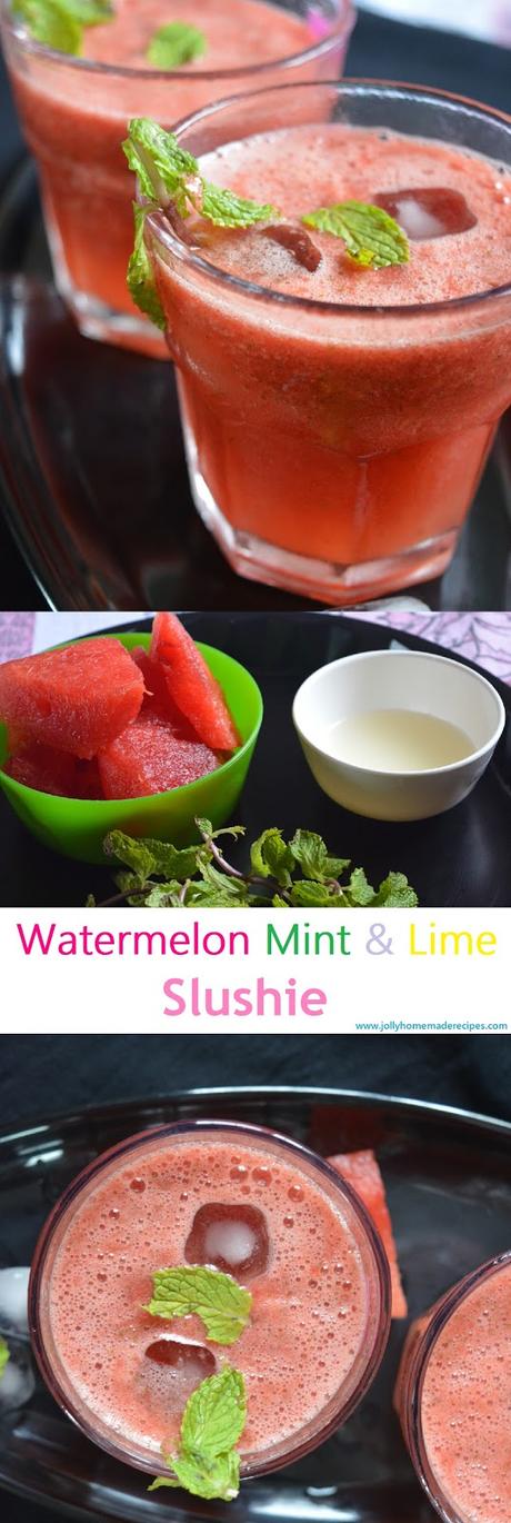 Watermelon, Mint and Lime Slushie Recipe | 4 Ingredient Watermelon Slushie