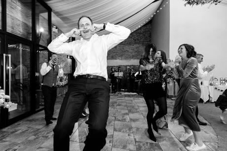 Guests being silly whilst dancing at York Wedding