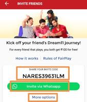 Dream11 App Play & Win Lakhs - Refer And Earn Rs 100 Cash Bonus Per Referral