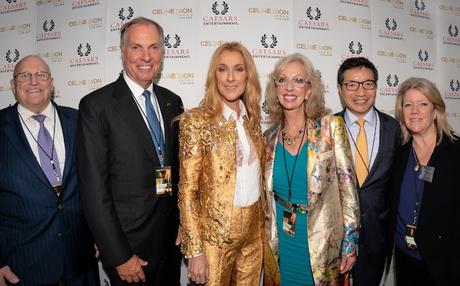 The Honorable Richard L. Armitage, former U.S. Deputy Secretary of State and President of Armitage International, Caesars Entertainment executives and Kara Bue, Armitage International founding partner and member of Caesars' Japan Advisory Committee, together with Celine Dion prior to her performance at Tokyo Dome.