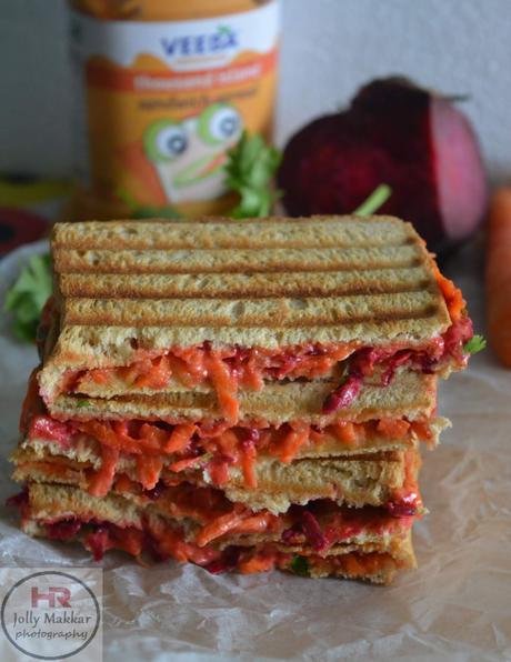 Beetroot Carrot Sandwich Recipe, How to make Carrot Beetroot and Mayo Sandwich | Easy Carrot Beet Sandwich