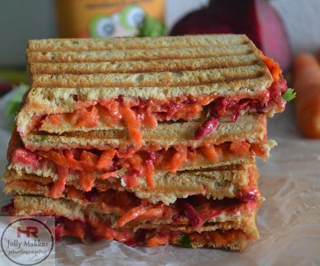 Beetroot Carrot Sandwich Recipe, How to make Carrot Beetroot and Mayo Sandwich | Easy Carrot Beet Sandwich