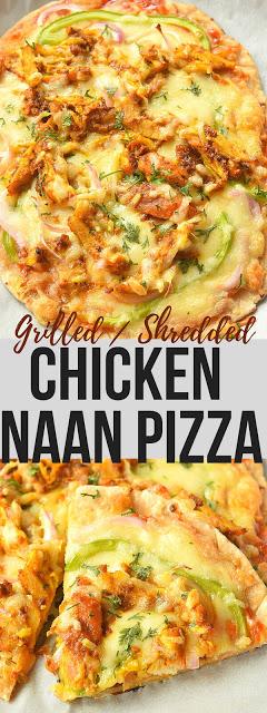 Naan Pizza Recipe (Garlic Naan Grilled Chicken Pizza)