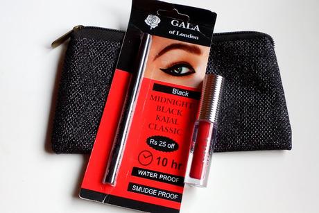 Gala of London Midnight Kajal Classic + Long Stay Lip Color Review, Swatches and FOTD