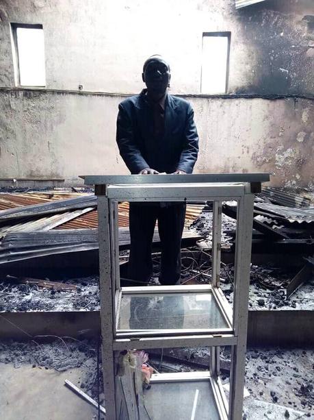 See Defiant Christians Seen Worshiping Inside Their Burnt Church After Plateau Massacre (Photos)