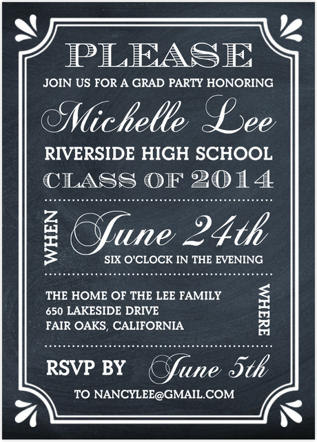 Chalkboard Graduation Invitations