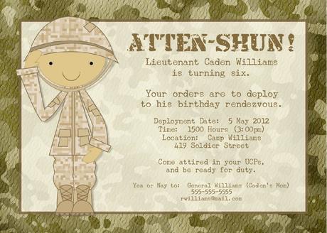 Soldier Birthday Party Invitations