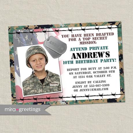 Soldier Birthday Party Invitations