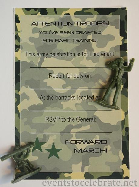 Soldier Birthday Party Invitations