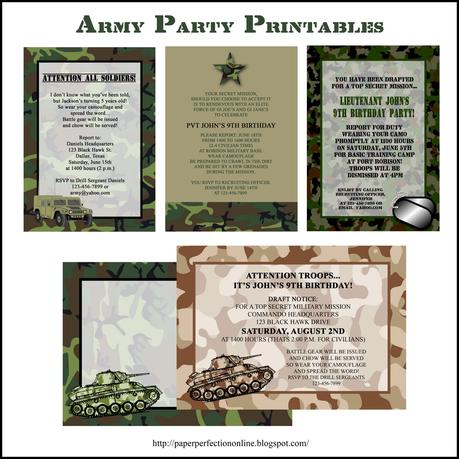 Soldier Birthday Party Invitations