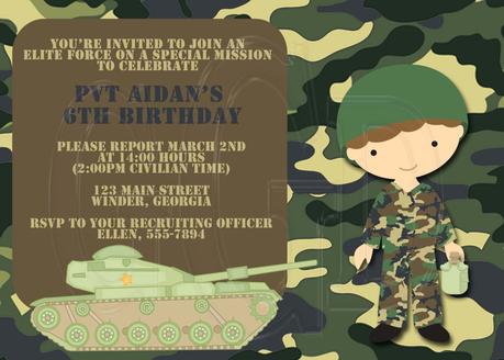Soldier Birthday Party Invitations