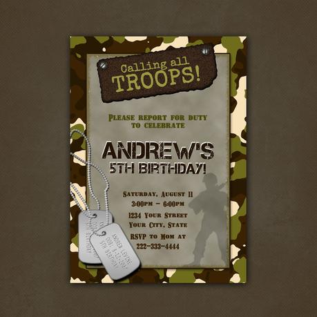 Soldier Birthday Party Invitations