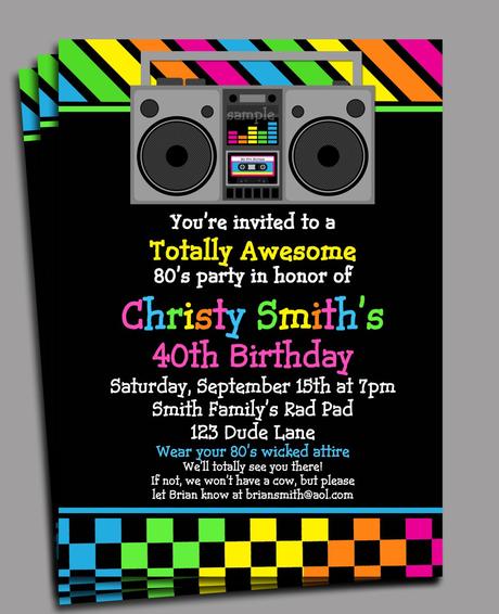 Neon Dance Party Invitations