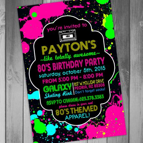 Neon Dance Party Invitations