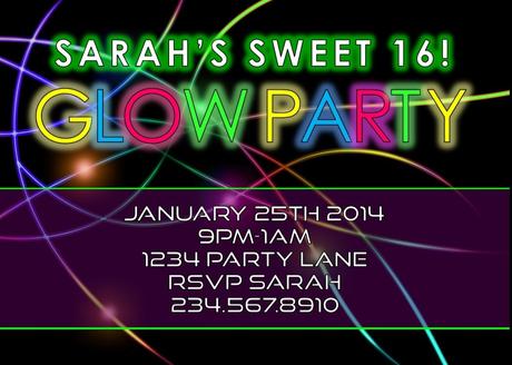 Neon Dance Party Invitations