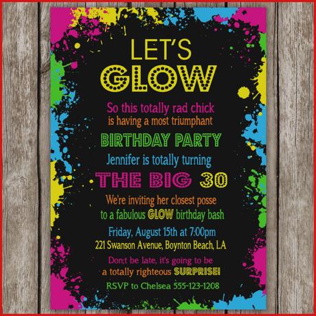 Neon Dance Party Invitations