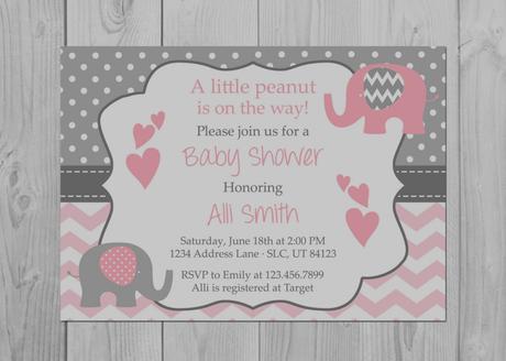 Pink Chevron Baby Shower Invitations