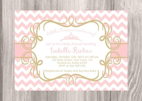 Pink Chevron Baby Shower Invitations