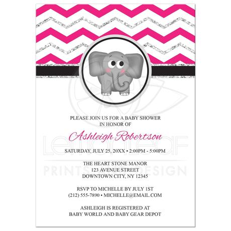 Pink Chevron Baby Shower Invitations