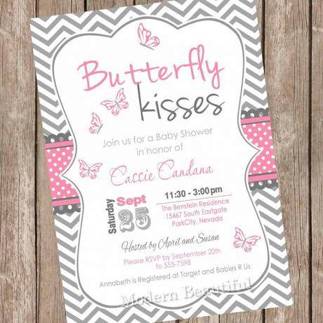 Pink Chevron Baby Shower Invitations