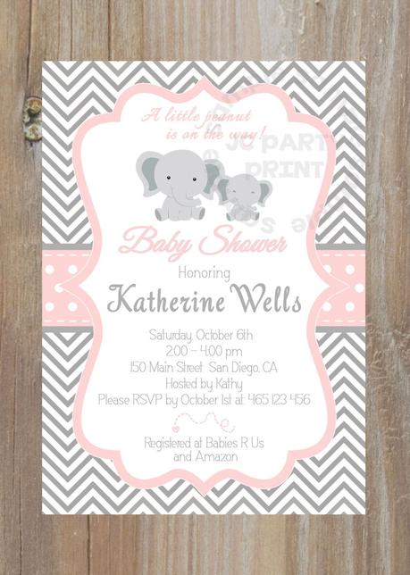 Pink Chevron Baby Shower Invitations