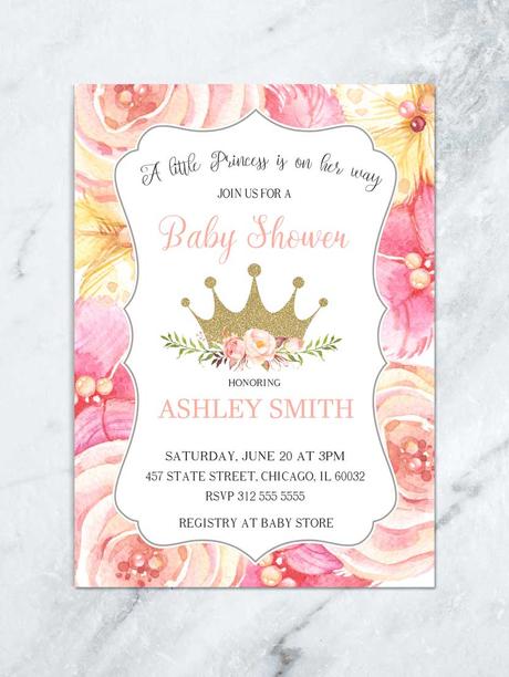 Pink Chevron Baby Shower Invitations