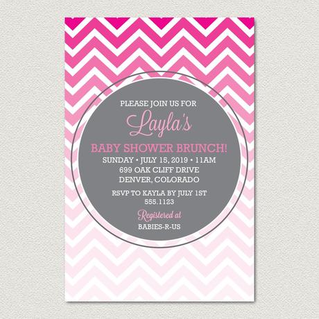 Pink Chevron Baby Shower Invitations